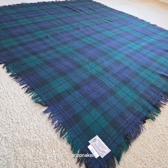 NWOT Large Wool Square Scarf Blackwatch Plaid Highland Homes Scotland - Picture 5 of 11